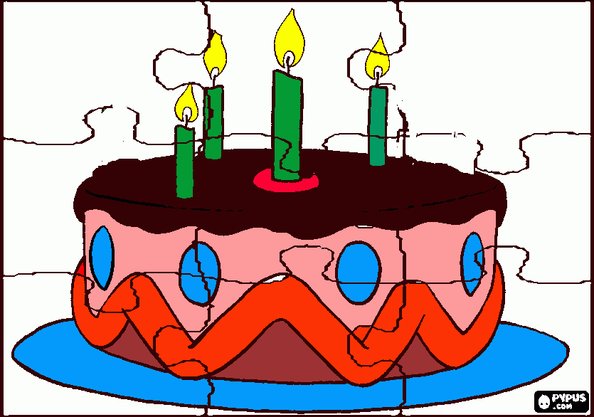 dessin anniversaire gâteau casse-tête