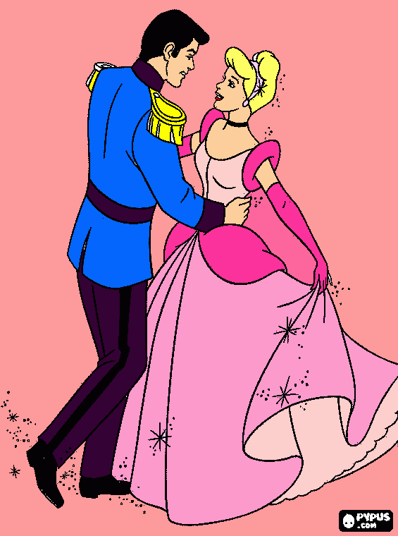 dessin Cendrillion et le prince charmant