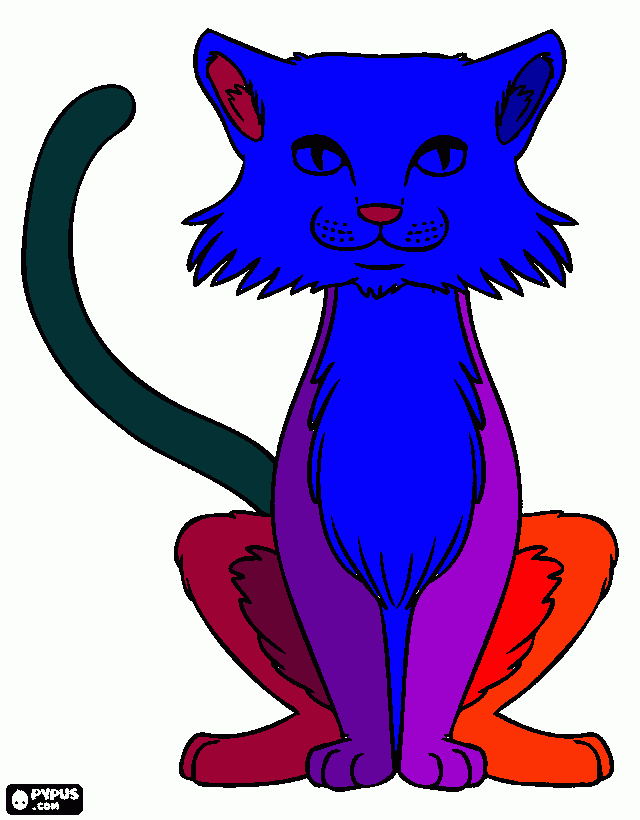 dessin chat multicolor