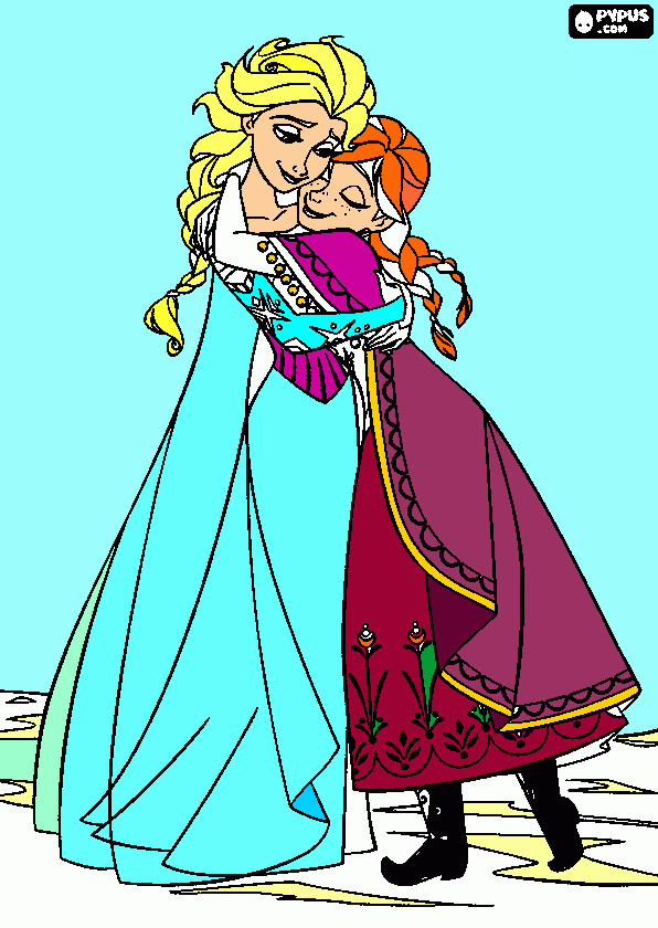 dessin Elsa et Anna qui se réconcilient