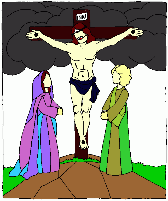 dessin jesus sur la croix