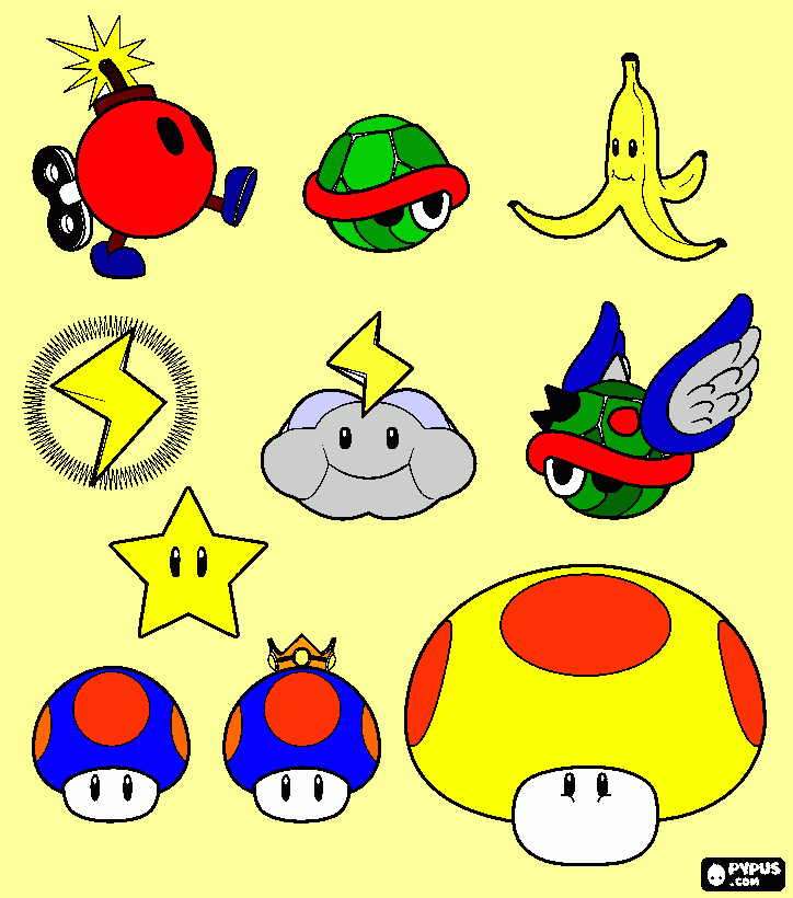 dessin Les objets de Super Mario Bros