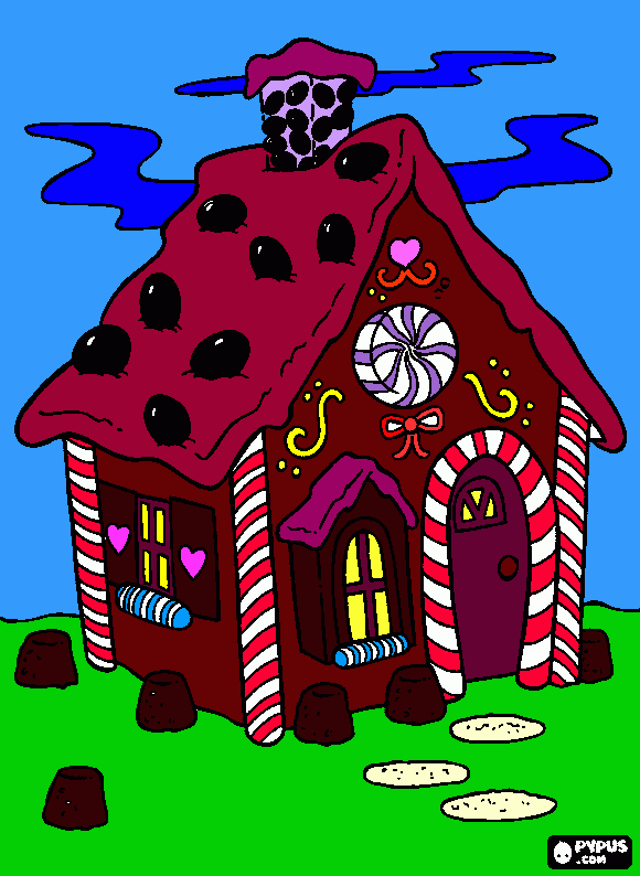 dessin maison de bonbons