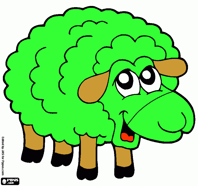 dessin mouton vert lime