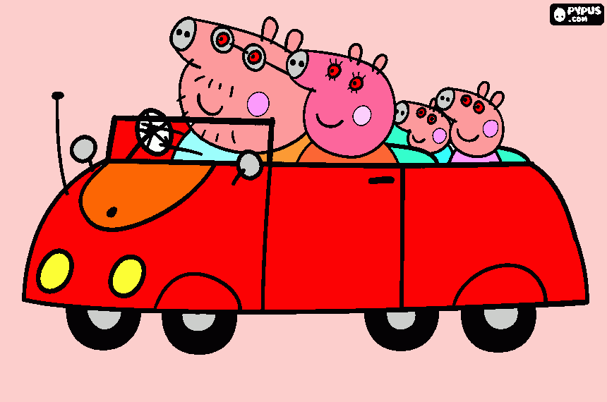 dessin Peppa pig en voiture