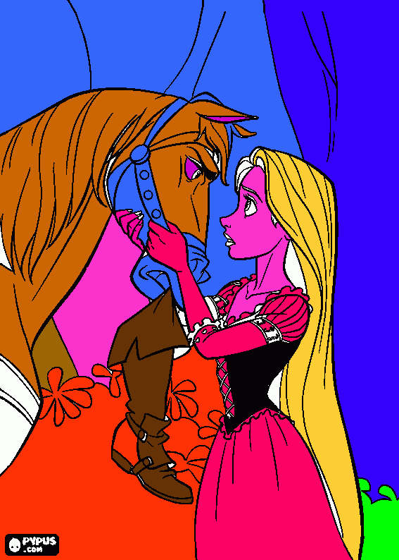 dessin Raiponce et son cheval