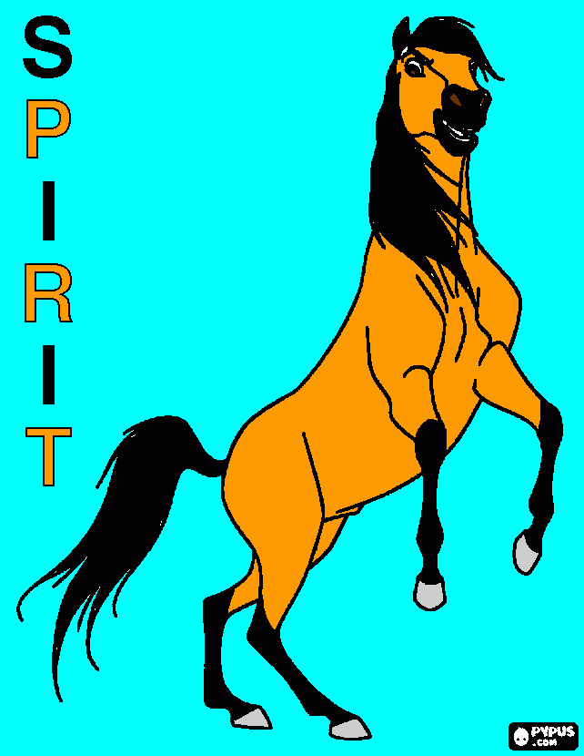 dessin Spirit, l'étalon des plaines