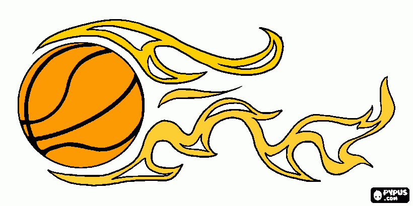 dessin Un ballon de basket-ball en feu