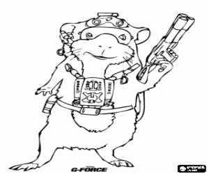 Coloriage Agent Darwin, le cochon d'�nde chef d'�quipe de G-Force