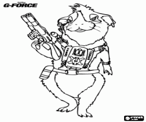 Coloriage Agent Juarez le cochon d'Inde ou cobaye, l'expert en arts martiaux de l'�quipe G-Force
