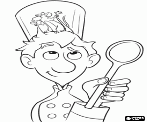 Coloriage Alfredo Linguini, le gar�on maladroit d'ordures qui devient un chef c�l�bre avec l'aide de Remy