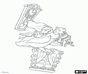 Coloriage Alice tombant dans le vide avec quelques meubles
