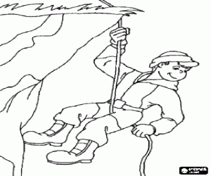 Coloriage Alpiniste dans une descente en rappel d'une paroi verticale, une descente contr�l�e par une corde
