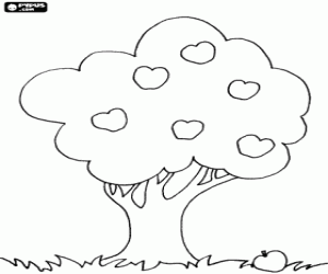 Coloriage Arbre fruitier, arbres de couronne arrondie