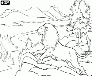Coloriage Aslan, le lion l�gendaire cr�ateur du pays de Narnia