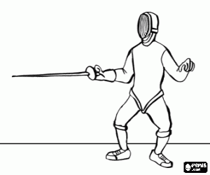 Coloriage Athl�te pr�par� pour une attaque avec une �p�e dans un duel d'escrime