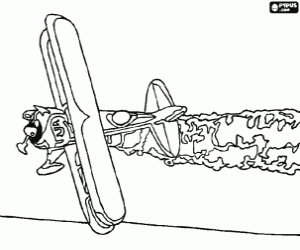 Coloriage Avion antique laissant une trace