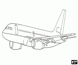 Coloriage Avion de transport de passagers � r�action, Boeing