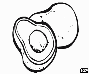 Coloriage Avocat, fruit entier et le fruits partie avec de semence
