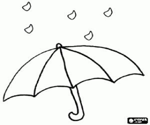 Coloriage Baisses de pluie sur un parapluie ouvert