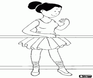 Coloriage Ballerina s'entra�ner avec la barre en face du miroir