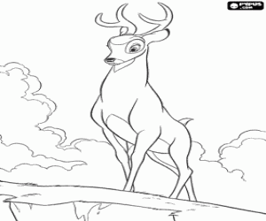 Coloriage Bambi adulte regardant de la colline