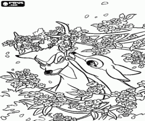 Coloriage Bambi et Faline amoureux