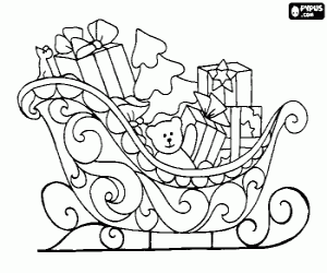 Coloriage Beau tra�neau de No�l plein de cadeaux 