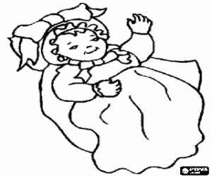 Coloriage B�b� avec un v�tement �l�gant avec n�ud et bonnet