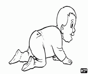 Coloriage B�b� marchant � quatre pattes