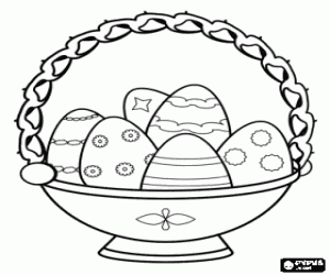 Coloriage Belle bol d�coratif rempli d'oeufs de P�ques