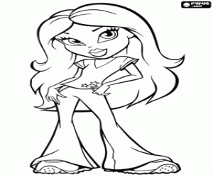 Coloriage Belle Bratz habill� avec v�tements casual et sportswear