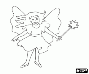 Coloriage Belle fille de f�e de sa baguette magique