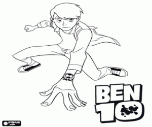 Coloriage Ben 10 ou Ben Tennyson est le protagoniste des aventures de l'Omnitrix