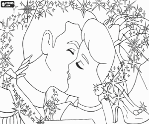 Coloriage Biaser entre le prince et la princesse entour� des �toiles 