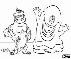Coloriage BOB et Le Maillont Manquant, deux de ces monstres que sont en la lutte contre les aliens