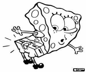 Coloriage Bob l'�ponge a �tonn� qui a d�chir� le pantalon