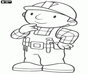 Coloriage Bob le Bricoleur pensif pour trouver une solution