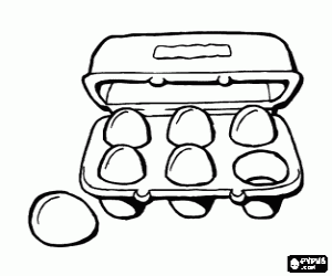 Coloriage Bo�te d'oeufs avec une demi-douzaine d'�ufs de poule