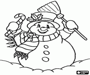 Coloriage Bonhomme de neige joyeux et tr�s �l�gant en No�l 