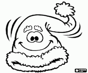 Coloriage Bonnet de P�re No�l ou Santa Claus avec un visage souriant
