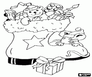 Coloriage Botte pleine de jouets de No�l