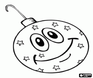 Coloriage Boule de No�l est d�cor� avec des �toiles et tres heureux