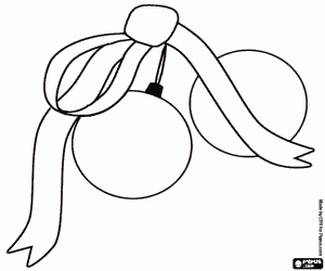 Coloriage Boules de No�l avec un ruban attach�