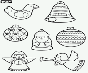 Coloriage Boules de No�l et autres d�corations de No�l � accrocher sur l'arbre