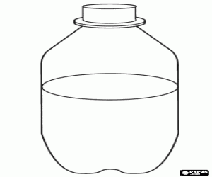 Coloriage Bouteille en plastique � moiti� pleine