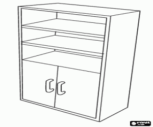 Coloriage Buffet ou dressoir avec corps inf�rieur ferm� et corps sup�rieur form� par des �tag�res
