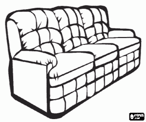 Coloriage Canap�, sofa ou divan avec trois places en cuir rembourr�
