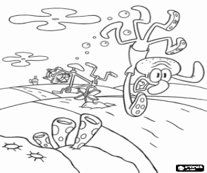 Coloriage Carlos Tentacules au moment de son accident de v�lo