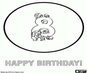 Coloriage Carte d'anniversaire avec animals pour enfants de 8 ans